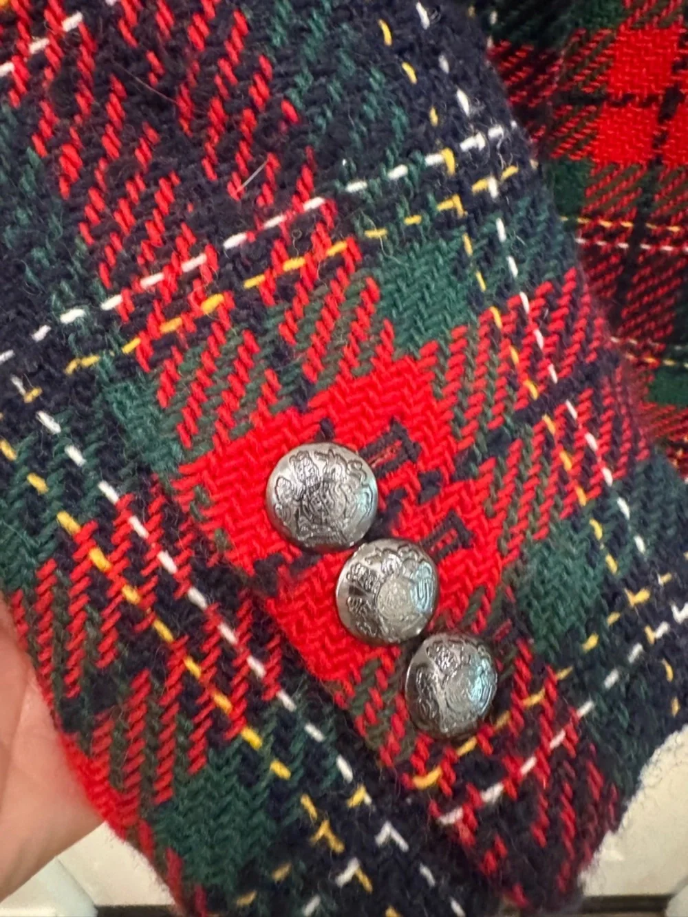 Talbots Classic Shetland Blazer Navy & Green Plaid size 10 $189